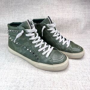ShuShop Roxie High Top Metallic Olive Sneakers in size 8.5 studded Rockability